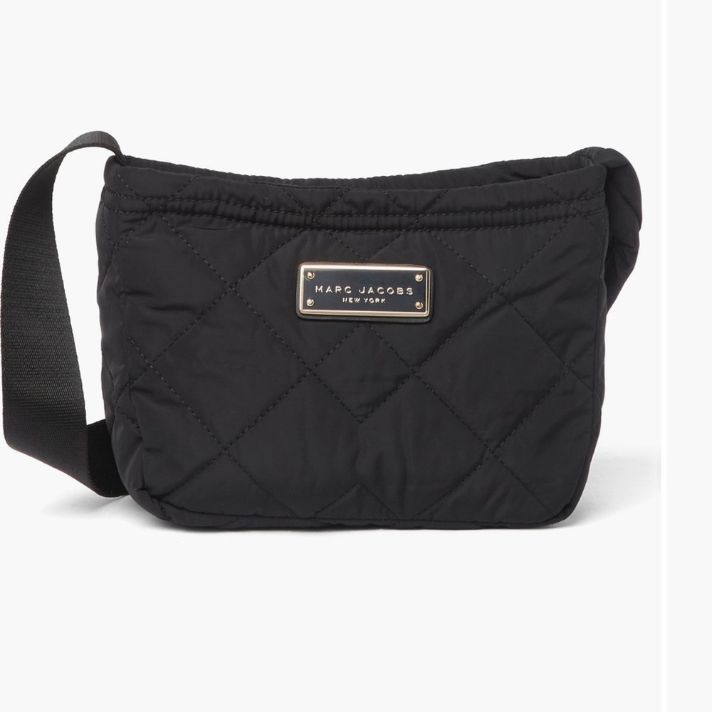 Marc Jacobs Black Quilted Crossbody Bag with Gold Logo Plate